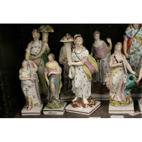 115 - Collection of Fourteen Early 19th century Staffordshire Pearlware Figures including Minerva and Hope... 