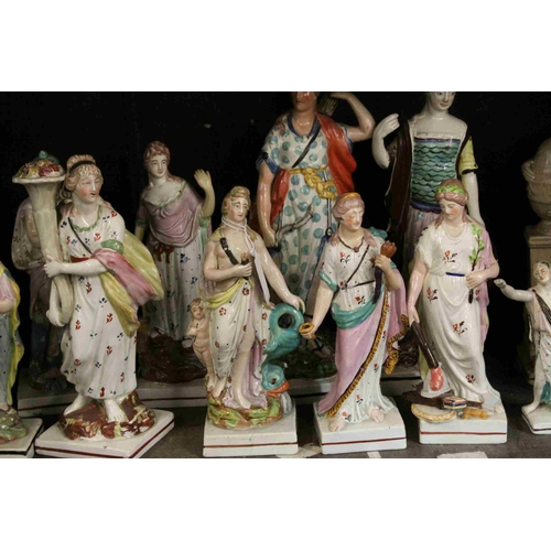 115 - Collection of Fourteen Early 19th century Staffordshire Pearlware Figures including Minerva and Hope... 