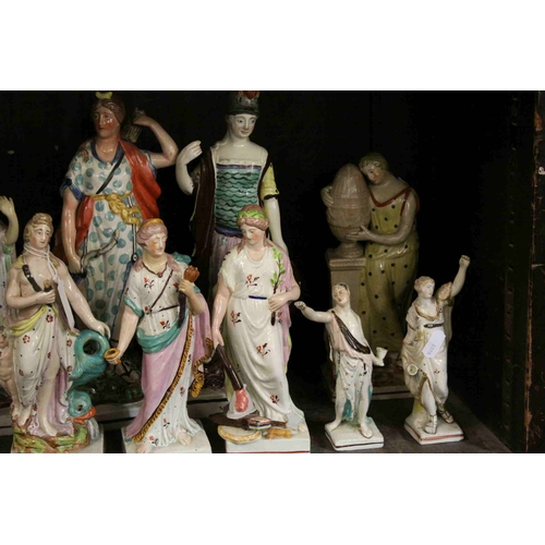 115 - Collection of Fourteen Early 19th century Staffordshire Pearlware Figures including Minerva and Hope... 