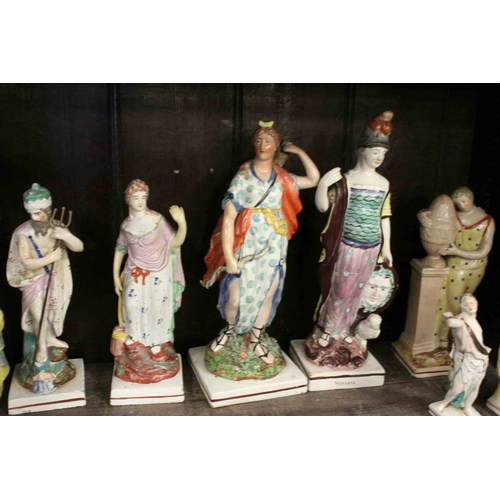 115 - Collection of Fourteen Early 19th century Staffordshire Pearlware Figures including Minerva and Hope... 