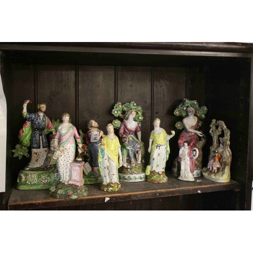 116 - Four Early 19th century Staffordshire Pearlware Figures stood before Bocage including Saint Peter to... 