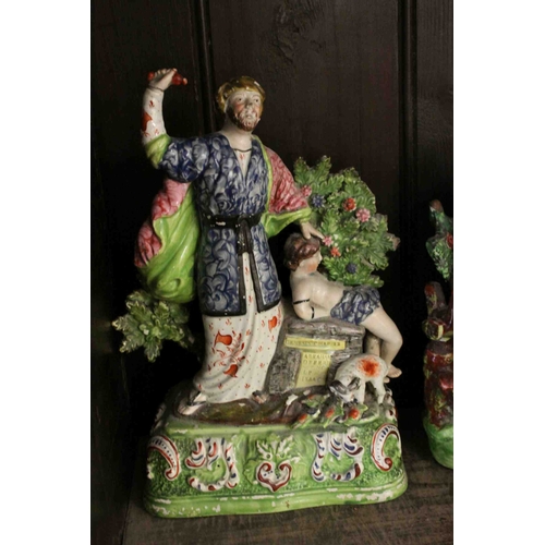 116 - Four Early 19th century Staffordshire Pearlware Figures stood before Bocage including Saint Peter to... 