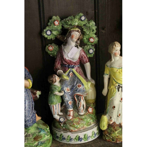 116 - Four Early 19th century Staffordshire Pearlware Figures stood before Bocage including Saint Peter to... 