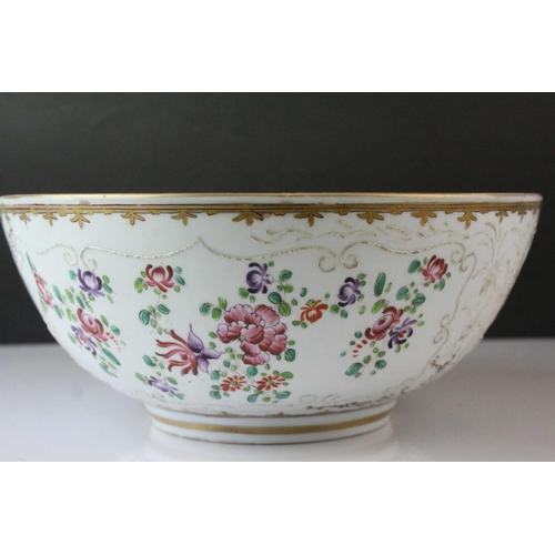 12 - Chinese Export Famille Rose Porcelain Bowl, with floral enamel decoration, 25cms diameter