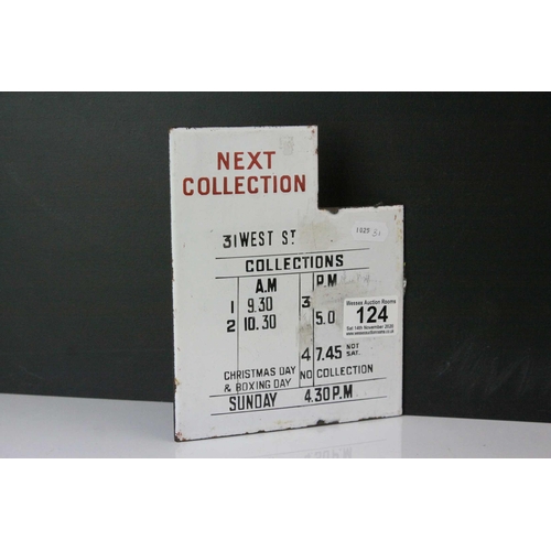 124 - Royal Mail Post Box Enamel ' Next Collection ' Sign / Plaque for 31 West Street, 18cms x 15cms