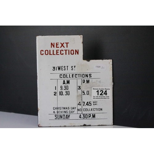 124 - Royal Mail Post Box Enamel ' Next Collection ' Sign / Plaque for 31 West Street, 18cms x 15cms