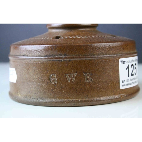 125 - Antique Stoneware ' GWR ' Great Western Railway Inkwell