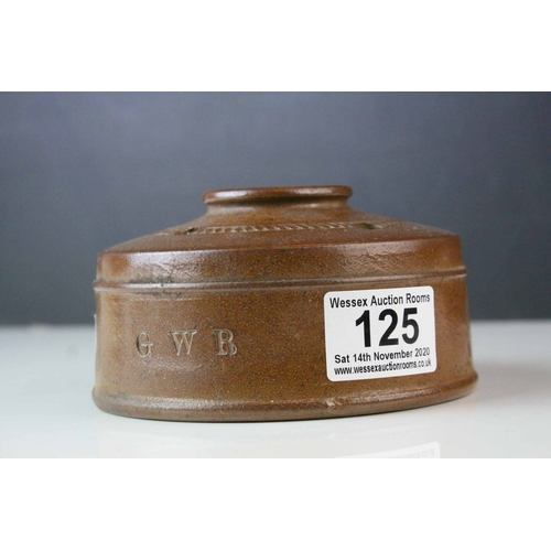 125 - Antique Stoneware ' GWR ' Great Western Railway Inkwell