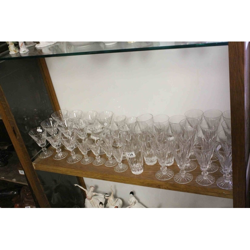 134 - Waterford Crystal Glasses including Ten Tumblers, Thirteen Champagne Flutes, Ten Wine Goblets, Ten S... 