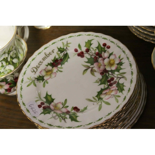 136 - Set of Twelve Royal Albert ' Flowers of the Month Series ' Cups, Saucers and Tea Plates, one set for... 