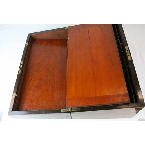 137 - Large 19th century Mahogany Writing Slope Box with Brass Banding and Mounts, presented to William H ... 