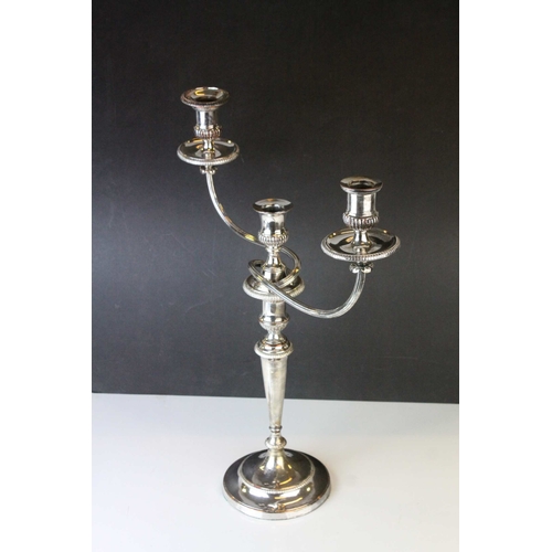 140 - Pair of Sheffield Plate Three Branch Candelabra together with another Silver Plated items and Five C... 