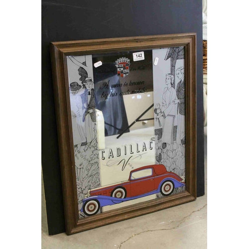 142 - Framed Cadillac Advertising Mirror, 60cms x 50cms