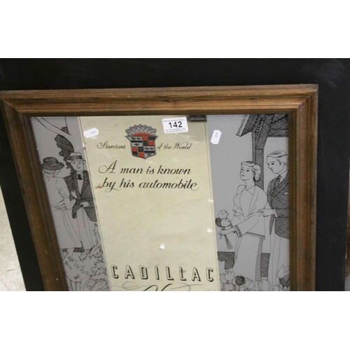 142 - Framed Cadillac Advertising Mirror, 60cms x 50cms