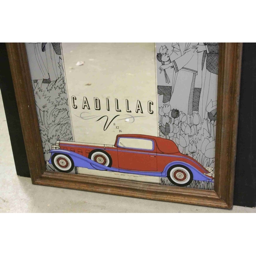 142 - Framed Cadillac Advertising Mirror, 60cms x 50cms