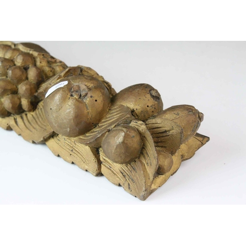 143 - Pair of Gilt Carved Wooden Plaques in the form of Fruits and Foliage, 41cms long