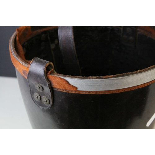 148 - Studded Leather Covered  Bucket with Leather Handle, 25cms diameter x 30cms high