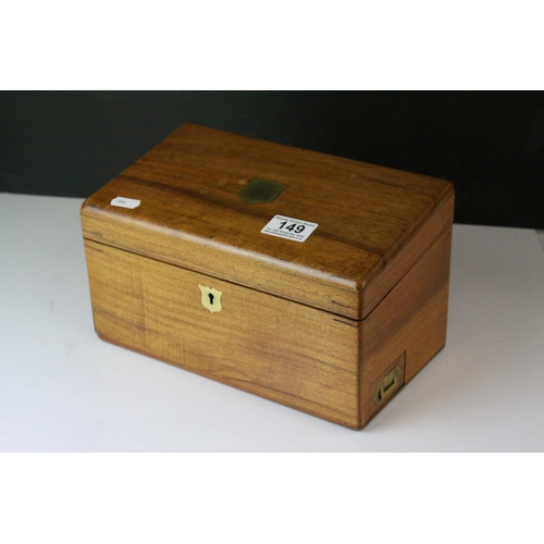 149 - 19th century Mahogany Stationery Box, the sloping hinged lid opening to reveal a fitted rack interio... 