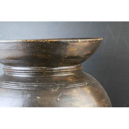 151 - Large Oriental Turned Wooden Pot, 34cms high