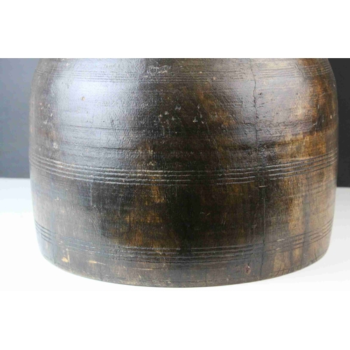 151 - Large Oriental Turned Wooden Pot, 34cms high