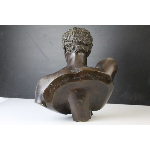 154 - 19th century French Patinated Bronze Bust of Apollo marked to back ' H. Jacquet Fils, Francfort Blei... 