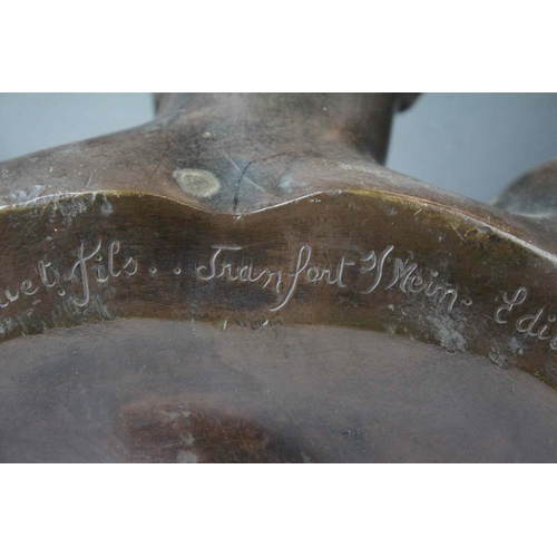 154 - 19th century French Patinated Bronze Bust of Apollo marked to back ' H. Jacquet Fils, Francfort Blei... 