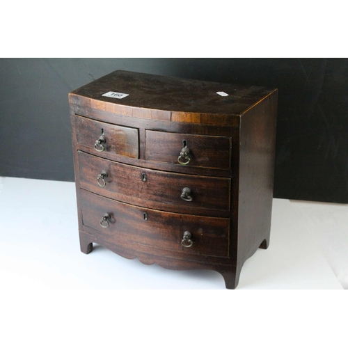 160 - Early 19th century Mahogany Apprentice Piece in the form of a Bow Fronted Chest of Drawers, 30cms wi... 