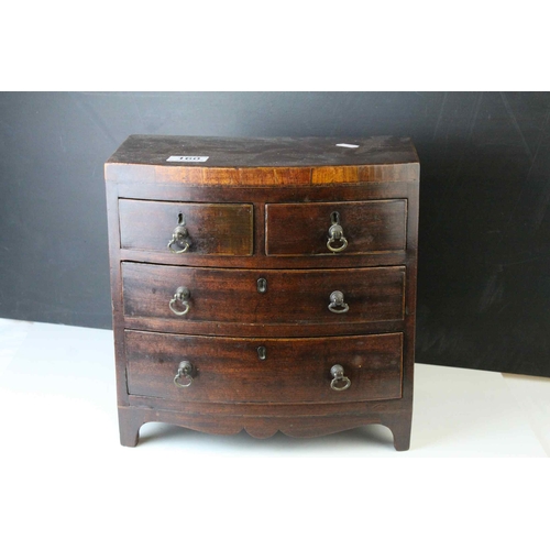 160 - Early 19th century Mahogany Apprentice Piece in the form of a Bow Fronted Chest of Drawers, 30cms wi... 