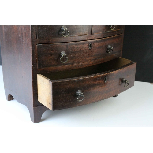 160 - Early 19th century Mahogany Apprentice Piece in the form of a Bow Fronted Chest of Drawers, 30cms wi... 