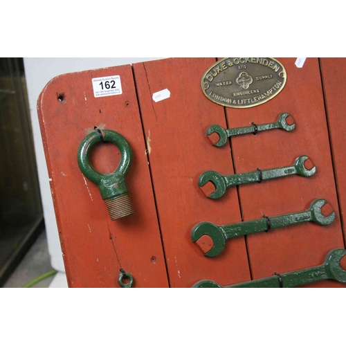 162 - Travelling Sales Man Tools and Hardware Display mounted on a Painted Board with a Brass Plaque ' Duk... 