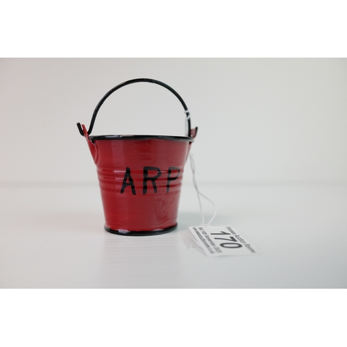 170 - Miniature Enamelled Novelty Red Bucket marked ARP, 6cms high