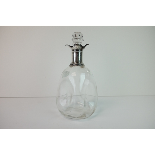 177 - Dimple Glass Decanter with Silver Collar, Chester 1900, 24cms high