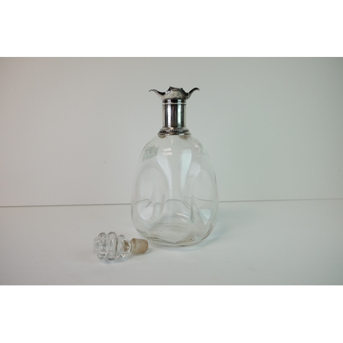 177 - Dimple Glass Decanter with Silver Collar, Chester 1900, 24cms high