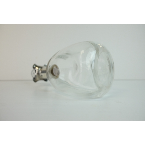 177 - Dimple Glass Decanter with Silver Collar, Chester 1900, 24cms high