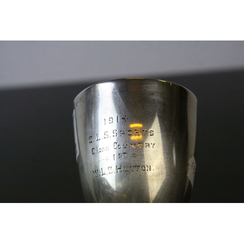 180 - Pair of Silver Trophy Cups awarded in 1914 by C.L.S. Sports, London 1913, makers Charles Edwards, Lo... 