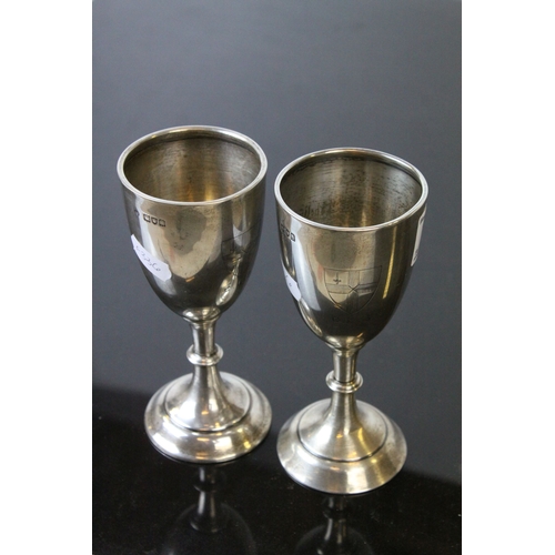 180 - Pair of Silver Trophy Cups awarded in 1914 by C.L.S. Sports, London 1913, makers Charles Edwards, Lo... 