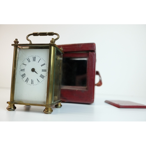 181 - Carrington & Co Regent Street London, Carriage Clock Case containing Brass Clock (a/f) with key