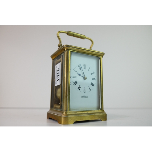 183 - French Gilt Brass Carriage Clock, the white enamel face with Roman numerals and marked A.1, The Equa... 