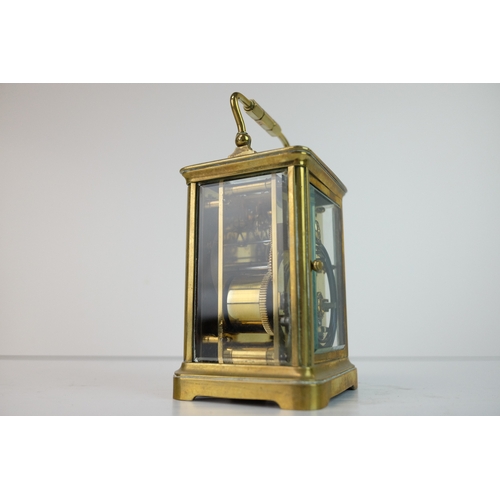 183 - French Gilt Brass Carriage Clock, the white enamel face with Roman numerals and marked A.1, The Equa... 