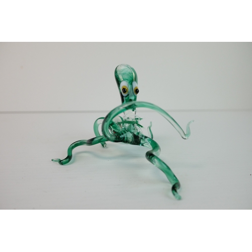 185 - Murano Style Coloured Glass Model of an Octopus, 14cms long