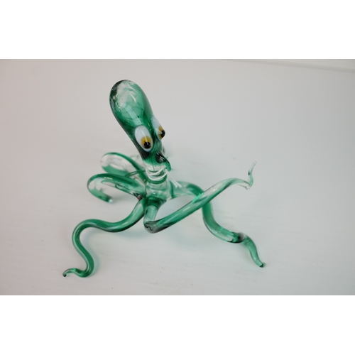 185 - Murano Style Coloured Glass Model of an Octopus, 14cms long