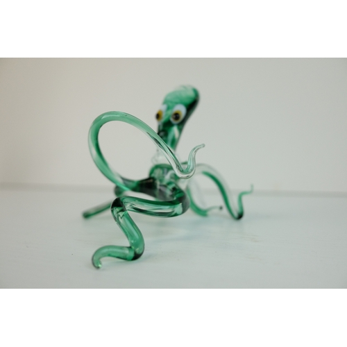 185 - Murano Style Coloured Glass Model of an Octopus, 14cms long