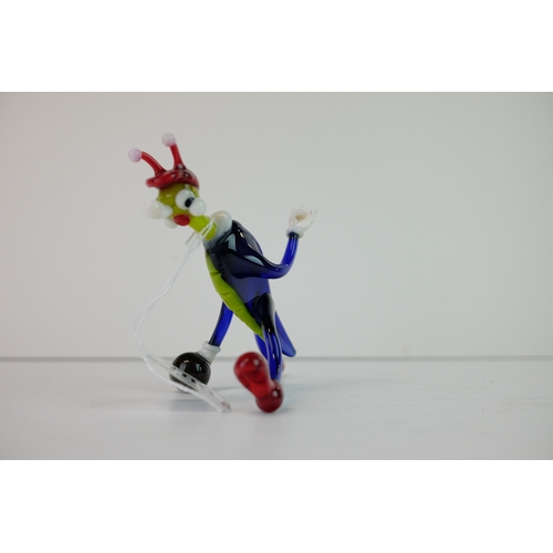 186 - Murano Style Coloured Glass Model of a Cricket with a Bowling Ball,10cms high