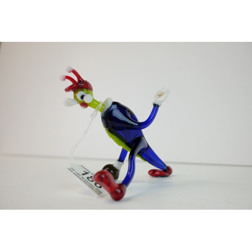 186 - Murano Style Coloured Glass Model of a Cricket with a Bowling Ball,10cms high