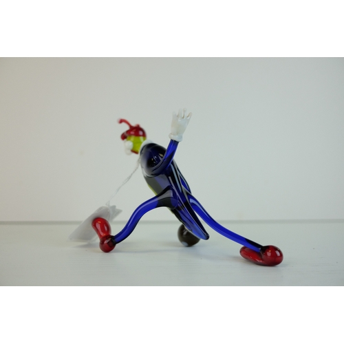 186 - Murano Style Coloured Glass Model of a Cricket with a Bowling Ball,10cms high