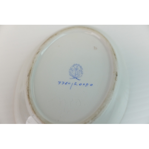 188 - Three Items of Herend Ceramics including a Butterfly on a Leaf, 8cms long, an Oval Dish decorated wi... 