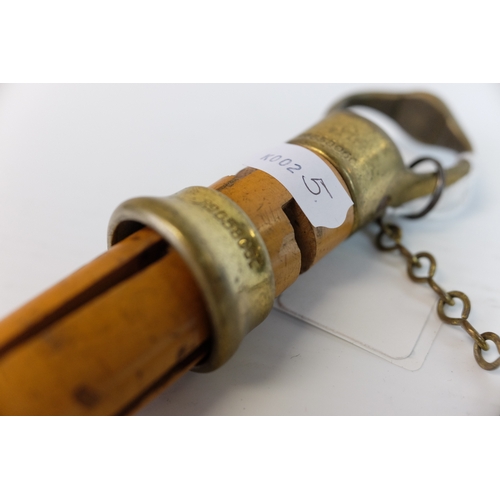 189 - Early 20th century Brass and Boxwood Billiard / Snooker Cue Tipper complete with chained file