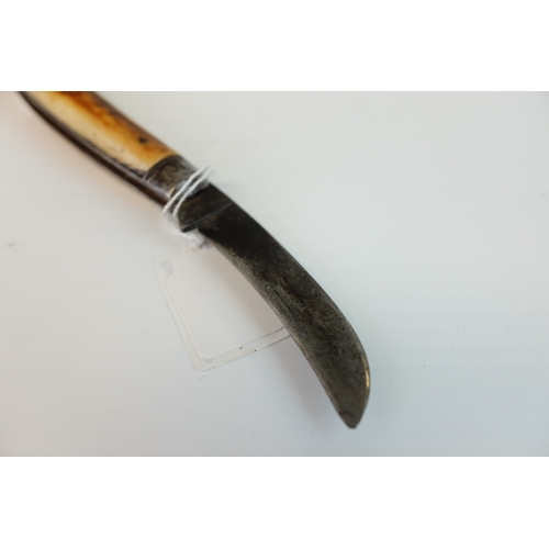 190 - Early 1900's W. Saynor Horn Handled ' Depend ' Pruning Knife