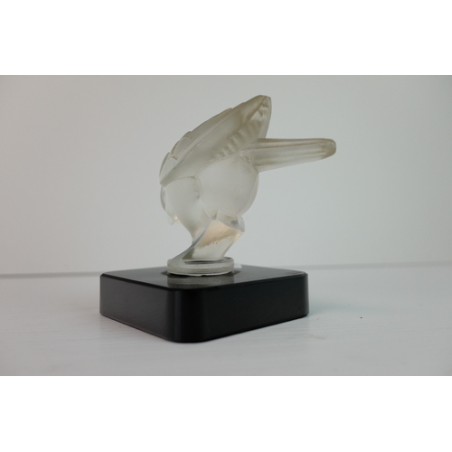 192 - Art Deco Style Glass Bird raised on a black square plinth, 11cms high