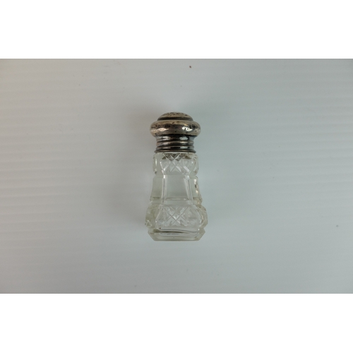 195 - Two Early 20th century Silver Collared and Glass Perfume Bottles together with Two Dressing Jars... 